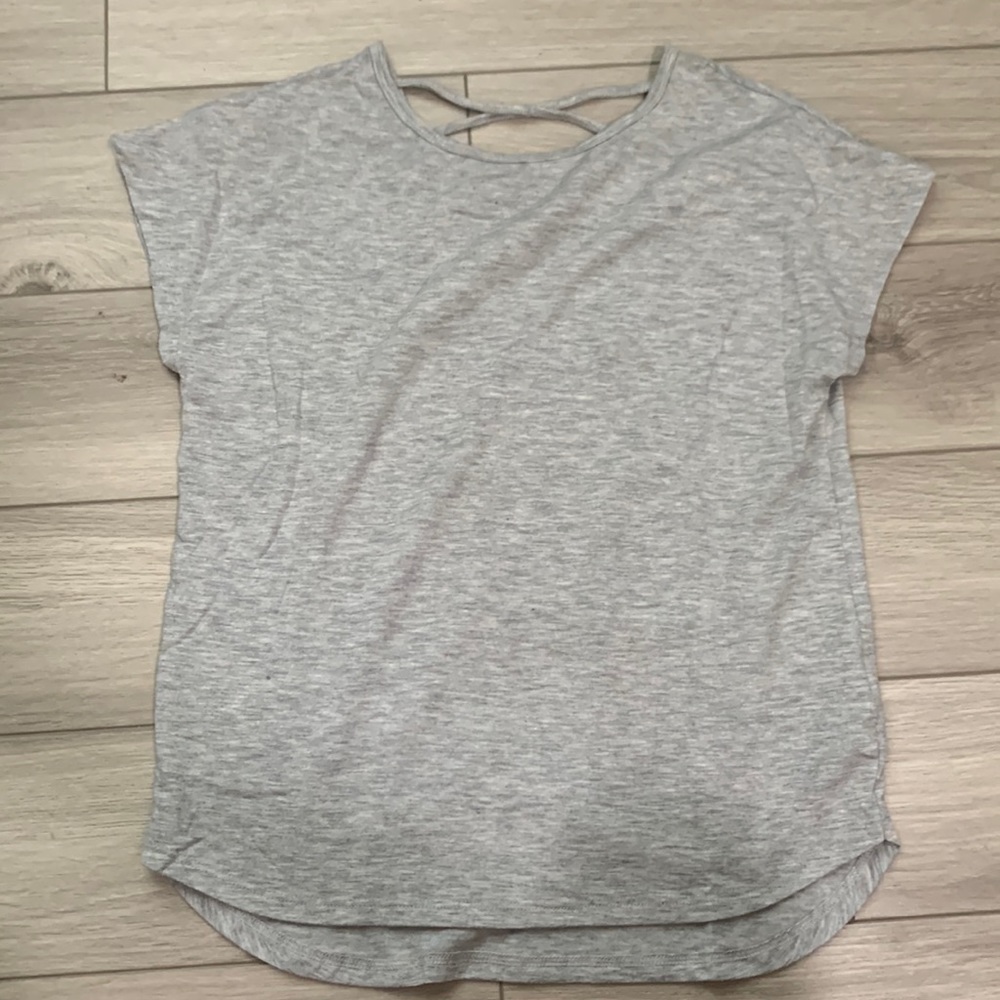 Girls GREY crossover short sleeve top